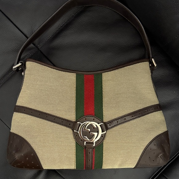Gucci Handbags - Gucci Beige, Green, Red and Dark Brown Shoulder Bag Jackie O